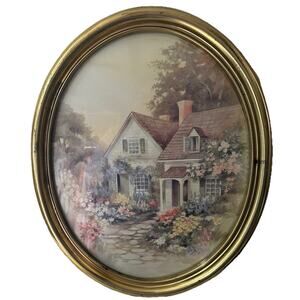 Vintage LEE K PARKINSON Art Print with Oval ART DECO SYROCO Frame MADE IN USA